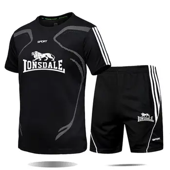 Nauji vyriški sportiniai kostiumas GIMNASTIKOS fitneso kostiumas futbolo treniruočių kostiumas jersey veikia vyrų kostiumas T-marškinėliai + šortai atsitiktinis sportinę aprangą
