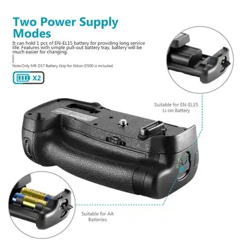 Neewer Battery Grip (MB-D17 Pakeitimo ) Darbai, su 1 vnt EN-EL15 Battery/8 vnt AA Baterijas Nikon D500 Fotoaparatas