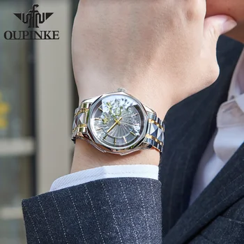 OUPINKE 2020 Naujas Vyrų Watch Top Brand Prabangus Automatinis Riešo Laikrodžiai Vyrams, Vandeniui Mens Mechaniniai Laikrodžiai Relogio Masculino