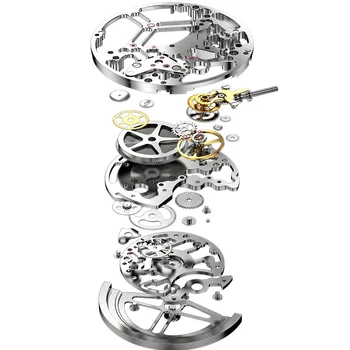 OUPINKE Top Brand Prabangių Vyrų Mechaninė Automatinė Laikrodžiai Šveicarijos Judėjimo Vandeniui Safyras Veidrodis Vyrų Automaitc Laikrodžiai
