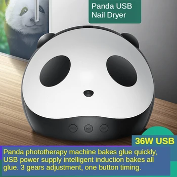 Panda USB 36W Fototerapijos Mašina Indukcijos Džiovintuvas Nagų lako Klijai Nagų Kepimo Lemputė LED Nagų Džiovintuvas Led Uv 12 Žibintai Lempa Įrankis