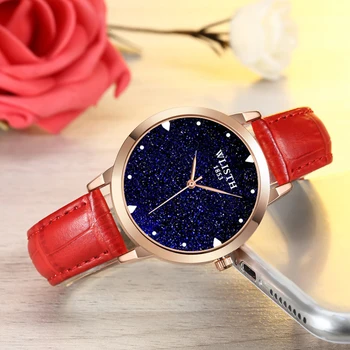 Paprastas Atsitiktinis Moterų Laikrodžiai Mados Elegantiškas Ponios Žiūrėti Žvaigždžių Laikrodis Moterų 2020 M. Prabanga Vandeniui Raudona Laikrodis Valandą Dovanos
