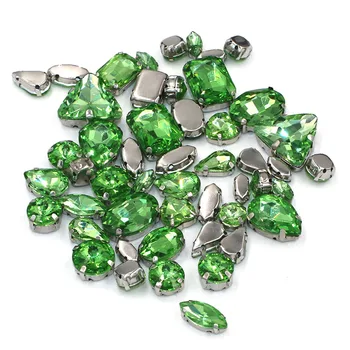 Parduoda nuostolingai! 50pcs/maišas aukštos kokybės mišrios formos, šviesiai žalias, siūti ant stiklo kristalų letena cirkonio drabužių/suknelė/bags
