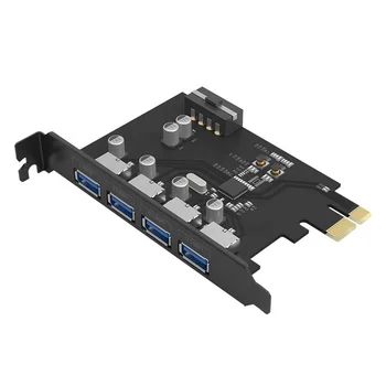 PCIE 4 Port USB 3.0 PCI-e Adapter PCI Express USB3.0 4 port HUB 5.0 Gbps 19Pin FL1100 chipset Paramos WIN10 WIN8 MAC OS