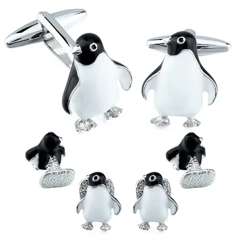 Pingvinas rankogalių segtukai Smeigės Mygtuką Ponai Smokingas, Suknelė Vario Medžiaga Anime Manžetai Saitą