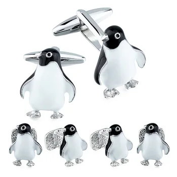 Pingvinas rankogalių segtukai Smeigės Mygtuką Ponai Smokingas, Suknelė Vario Medžiaga Anime Manžetai Saitą