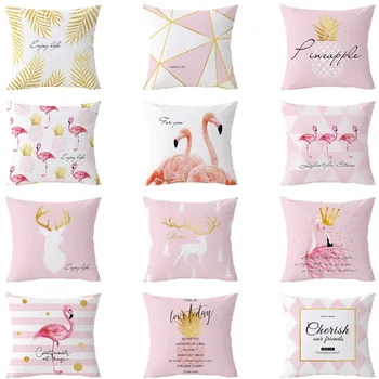 Pink Flamingo Dekoratyvinės Pagalvėlės, Ananasų Geometrinis Pagalvėlė Padengti Namų Dekoro Mesti Pagalvės Aksomo Pagalvės Dangtelis Sofa 45x45cm