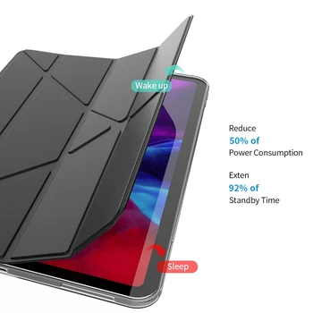 Planšetinio kompiuterio Apsaugos Daugiafunkcinis Sulankstomas Smart Cover iPad Pro 2020 TPU Silikono, galinis Dangtelis (Juodas)