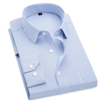Plius Dydis S, kad 8xl oficialaus marškinėliai vyrams dryžuotas ilgas rankovėmis ne geležies slim fit suknelė marškiniai Kietas Ruoželiniu Socialinių Vyro Drabužius
