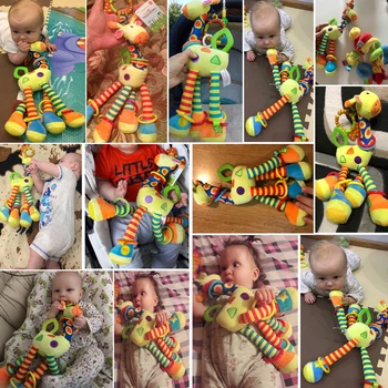 Pliušinis Kūdikių Žaislai, Kūdikių Vystymosi Žirafa Gyvūninės Handbells Barškučių Rankena Žaislai, Vežimėliai Kabinti Teether Žaislai 0-12 Mėnesių