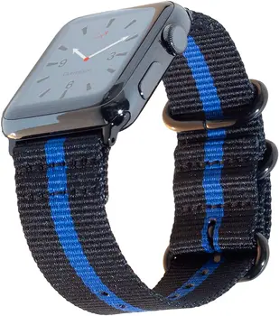 Plona Mėlyna Linija Sporto Nailono Diržas Apple Watch Band 5 4 3 2 42 mm iwatch Series 5 4 3 2 1 Sporto 40mm 38mm Dirželis apyrankė