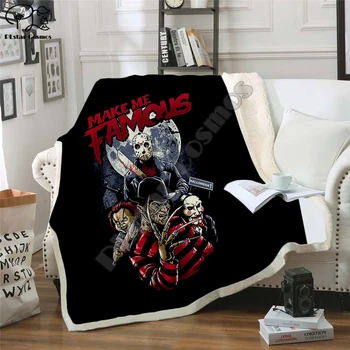 Plstar Kosmosas Helovinas siaubo filmas Rėkti Komanda Zombie brid Antklodė 3D spausdinimo Sherpa Antklodę ant Lovos Namų Tekstilės stiliumi-1