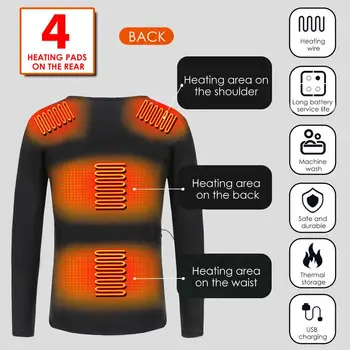 Poliesterio Pluošto Žiemos Plius Aksomo Sustorėjimas Šildymo Drabužių USB Elektrinis Šildymas Šiltas Viršų Šiltas Long Sleeve T-shirt