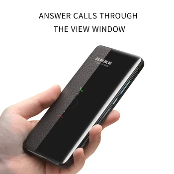 QIALINO Prabangus natūralios Odos Telefono dangtelis Huawei 30 Stilingas HandmadeFlip Atveju su Smart View 