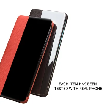 QIALINO Prabangus natūralios Odos Telefono dangtelis Huawei 30 Stilingas HandmadeFlip Atveju su Smart View 