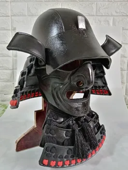 Rankų darbo cosplay galvos apdangalai UŽ Samurajaus Šarvai Nekilnojamojo RAUDONA Juoda Japonų Samurajus Šalmai