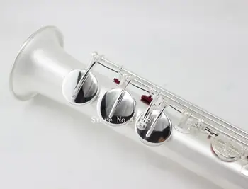 Roullinsar RSS-X6 Matinis Sidabro Padengtą Sopranas Saksofonas Tiesus Vamzdis B Butas Saxofone su Priedais