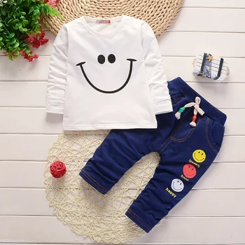 Rudenį vaikų drabužiai 3 gabalus Nustatyti Berniukų ir mergaičių Medvilnės, Vaikiški drabužiai, kūdikių drabužiai Smiley veido modelis