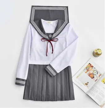 Sailor Kostiumas Jk Mokyklos Vienodos Cute Girl Dress Jpanese Kawaii Išskirtinį Siuvinėjimo Preppy Trumpas Kostiumas Ilgomis Rankovėmis Viršuje + Sijonas