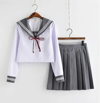 Sailor Kostiumas Jk Mokyklos Vienodos Cute Girl Dress Jpanese Kawaii Išskirtinį Siuvinėjimo Preppy Trumpas Kostiumas Ilgomis Rankovėmis Viršuje + Sijonas