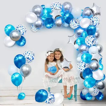 Sidabro, aukso, mėlyna gimtadienio apdailos balionas arch girliandą rinkinys latekso konfeti balionas aliuminio folija žvaigždžių balionas juosta stri
