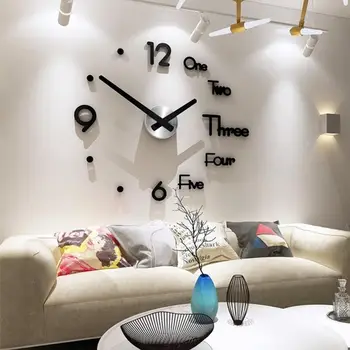 Sieninis Laikrodis aplinkosaugos ¾enklelis 3 Spalvų 3D Veidrodis Miegamajame Lipnios Sienos Lipdukai Modernus Dizainas Akrilo 