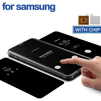Smart Chip Veidrodis Atveju, Samsung Galaxy S10 S8 S9 Plus Flip Oda Atveju Padengti Samsung Note 8 9 10 S20 S7 6 Kraštas