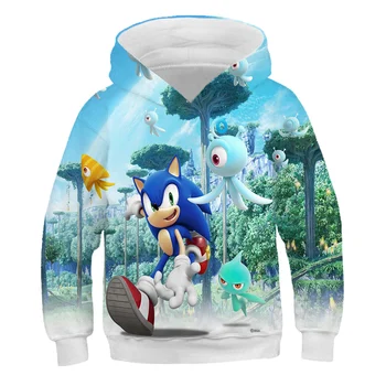 Sonic the Hedgehog Viršūnes Vaikų Hoodies Berniukų Paltai Mergaitėms su Gobtuvu Palaidinukė Streetwear ilgomis Rankovėmis Puloveriai) Gimtadienio Dovanos