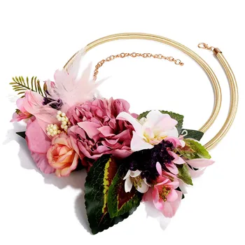 Subtilus Gėlių Diržai Derliaus Gėlių Juostos tinka moterims, Elegantiškas Moterų Mados Aukso/Sidabro Metalo Grandinės