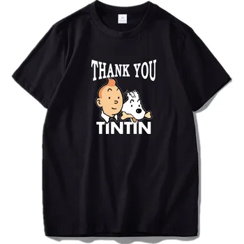 Tin Tin Adventure T-Shirt Komiksų Tirti Discovery Miru Ir Priimančiosios Grafinis Atspausdintas Tees Medvilnės trumpomis Rankovėmis ES Dydžio Marškinėlius