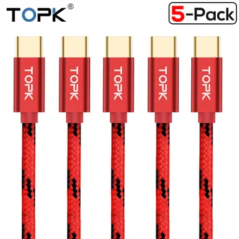 TOPK [5-Pack] USB C Tipo Kabelis Duomenų Sinchronizavimo USB-C Įkroviklio Laidą 