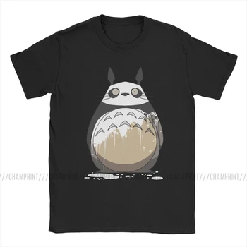 Totoro Tapybos Panda T-Shirt Vyrai Medvilnės Marškinėliai Miyazaki Anime Japonijoje Manga Mano Kaimynas Ghibli Dvasia Trumpas Rankovės Tees 6XL