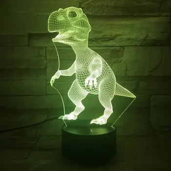 Tyrannosaurus Rex 3D LED Nakties šviesa 16 spalvų USB Mygtuką Akrilo regos žibintai ir dekoro Naktys lempos vaikams, dovanos kūdikiams, vaiko GiC