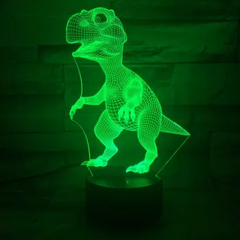 Tyrannosaurus Rex 3D LED Nakties šviesa 16 spalvų USB Mygtuką Akrilo regos žibintai ir dekoro Naktys lempos vaikams, dovanos kūdikiams, vaiko GiC