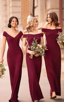 Undinė Bridesmaid Dresses Ilga Suknelė Vestuves 2020 V-Kaklo Skraiste Demoiselle D ' honneur Vestuvių Suknelė Svečias