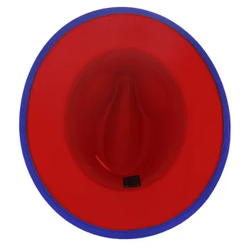Unisex Išorinis Royalblue Vidinis Raudonos Vilnos Veltinio Džiazo Fedora Skrybėlės su Plonu Diržo Sagtis Vyrai Moterys Masto Kraštų Panama Trilby Bžūp L XL