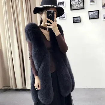 UPPIN Naują Atvykimo 2019 Žiemą Šilta Mada Moterims Dirbtiniais Kailiais Liemenė Viršutiniai Moteriški Dirbtiniais Fox Fur Coat Moterų Plius dydis S-3XL