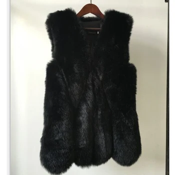 UPPIN Naują Atvykimo 2019 Žiemą Šilta Mada Moterims Dirbtiniais Kailiais Liemenė Viršutiniai Moteriški Dirbtiniais Fox Fur Coat Moterų Plius dydis S-3XL