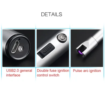USB Įkrovimo Lanko Žvakė, Žiebtuvėlis su Dviguba Saugos Užraktas Įkrovos Indikatorius Stovykla BBQs Viryklė -Drop
