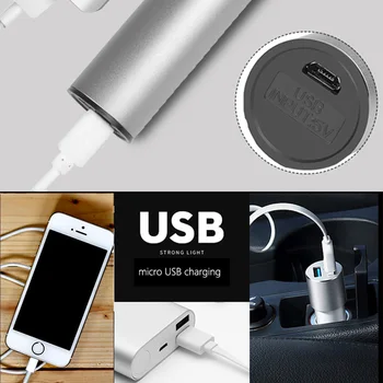 USB Įkrovimo T6 LED Žibintuvėlis Nešiojamų Built-in ličio Baterija 1200mAh Vandeniui Kempingas šviesos Zoomable Degiklio Galia