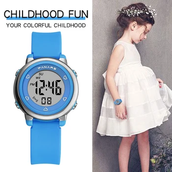 Vaikai Laikrodžiai SYNOKE Prekės Skaitmeniniai Laikrodžiai Vaikams Mergaitėms, atsparus Vandeniui 5BAR Sporto Laikrodžiai Silikono Dirželis LED Laikrodis-Žadintuvas