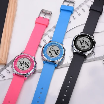 Vaikai Laikrodžiai SYNOKE Prekės Skaitmeniniai Laikrodžiai Vaikams Mergaitėms, atsparus Vandeniui 5BAR Sporto Laikrodžiai Silikono Dirželis LED Laikrodis-Žadintuvas