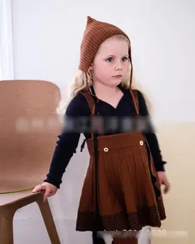 Vaikai Megztiniai 2020 M. Rudenį Kal Prekės Ženklo Merginos Princesė Vientisos Spalvos Kint Nėrinių Apykaklės Megztinis Baby Vaikų Mados Viršūnes Drabužių Pavasario