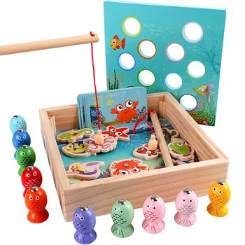 Vaikams, Mediniai Žaislai, Magnetinio Žaidimai Žvejybos Žaislas Žaidimą Vaikams 3D Žuvies Baby Vaikų Švietimo Žaislai, Lauko Juokinga Berniukai Mergaitė Dovanos