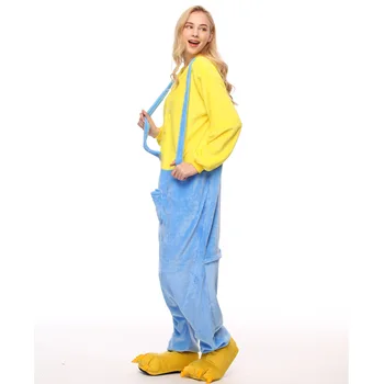 Vaikas Suaugusiųjų Blue Pocket Kigurumi Onesie Moterų Gyvūnų Kostiumas Išgalvotas Minkštas Anime Cosplay Sleepwear Vaikas, Berniukas, Mergaitė Žiemą Jumpsuit