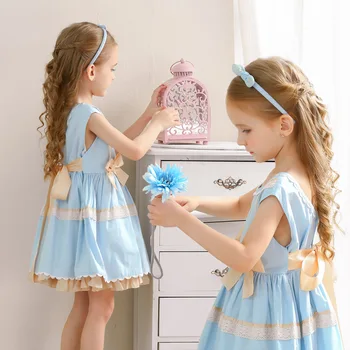 Vaikų ispanijos Suknelės Vaikai Princesė Drabužius Mergina 2020 Naujas Birthday Party Dress Lankas Nėrinių Baby Girl Boutique Frocks