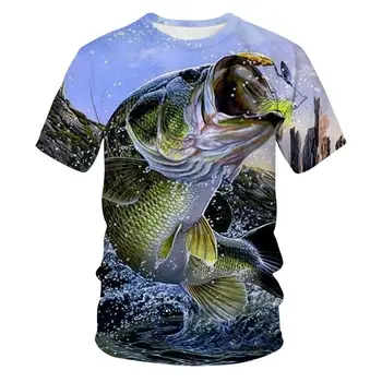 Vasaros streetwear Karpių Žvejyba 3D visoje Spausdinti vyrų marškinėliai Harajuku Mados Trumpas rankovės marškinėliai, Unisex lauko marškinėlius