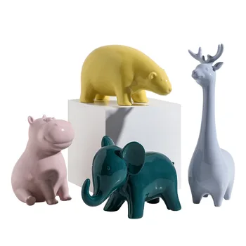 VILEAD Keramikos Dramblys Hippo Žirafa Polar Bear Figūrėlės Interjero Šiaurės Mielas Gyvūnų Statula Namų Dekoro Priedai
