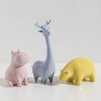 VILEAD Keramikos Dramblys Hippo Žirafa Polar Bear Figūrėlės Interjero Šiaurės Mielas Gyvūnų Statula Namų Dekoro Priedai