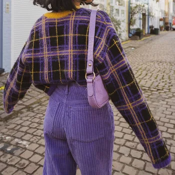 Violetinė Velvetas Y2K Sweatpants Pločio Kojų Kelnės Moterims Aukšto Juosmens Mados Rudenį 2020 M. Derliaus 90s Ilgio Tiesios Kelnės Moteriška